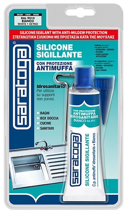Silicone Bianco CP Antimuffa in blister • Sigillanti Acetici • Saratoga
